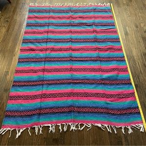 Mexican Serape Woven Throw / Rug / Blanket Multicolor Southwestern 78" x 53"